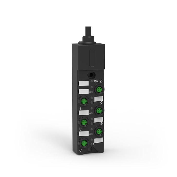M8分线盒、单通道、NPN、6端口一体式、带LED、PUR柔性电缆、黑色护套、23N601-XXX